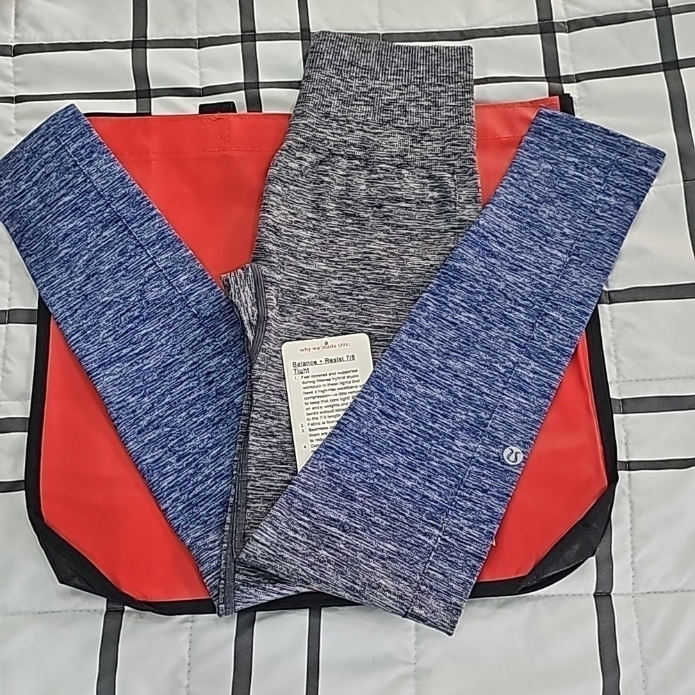 NWT Lululemon Balance Resist 7/8 Tight (25") Midnight Navy White Psychic Size 4
